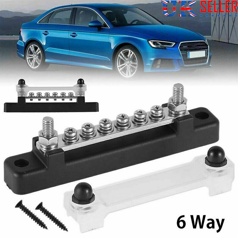 12V Distribution Bus Bar Auto Boat Marine Power 6 Way Terminal Block