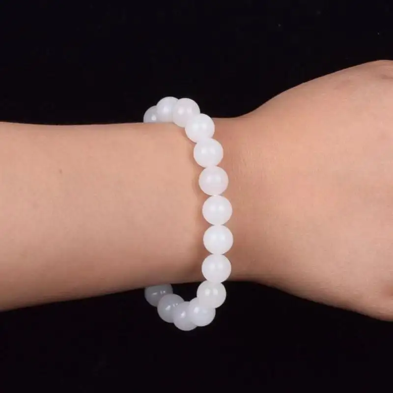 Hotan White Jade Goat Fat Round Bead