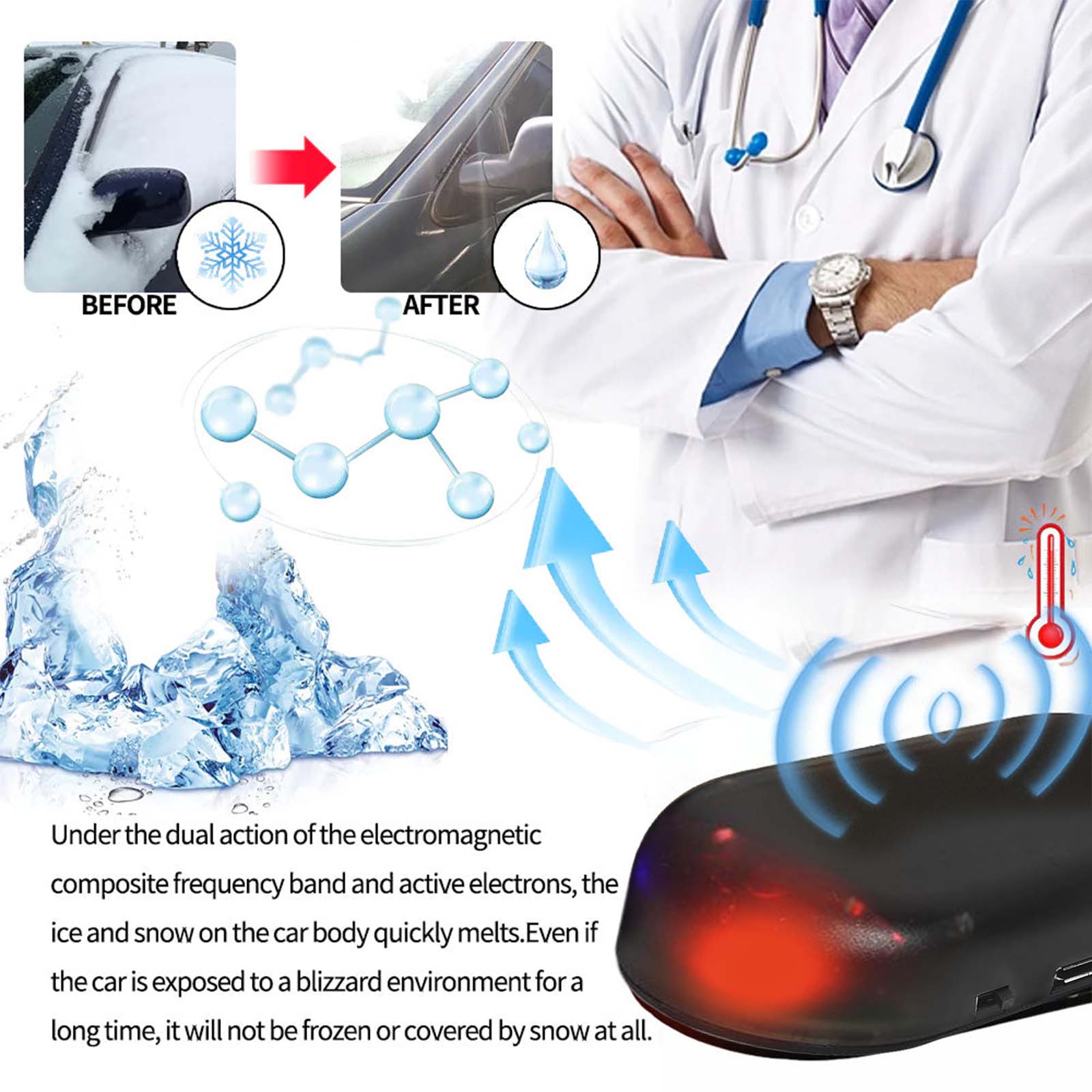 Rayhong Car Snow Removal Tool Glass Defrosting And Melting Quick Portable Mini Defroster 1PCS 6