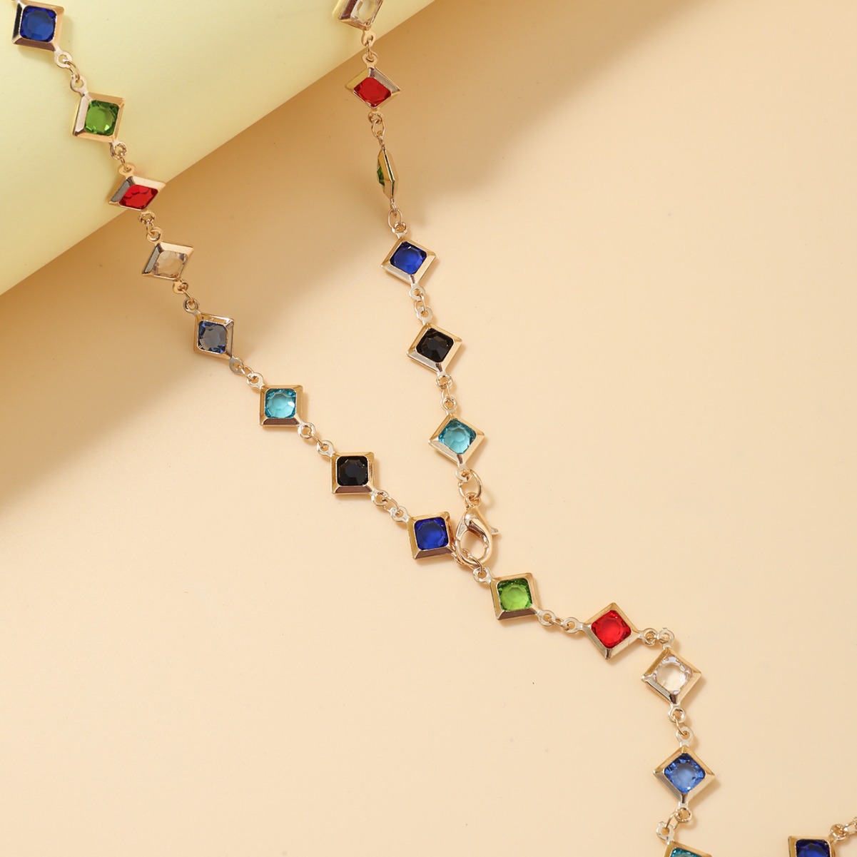 Cross-Border European Fashion Jewelry, Colorful Crystal Chain Necklace, Sweet Tassel Alloy Multi-Layer Clavicle Chain For Women 6