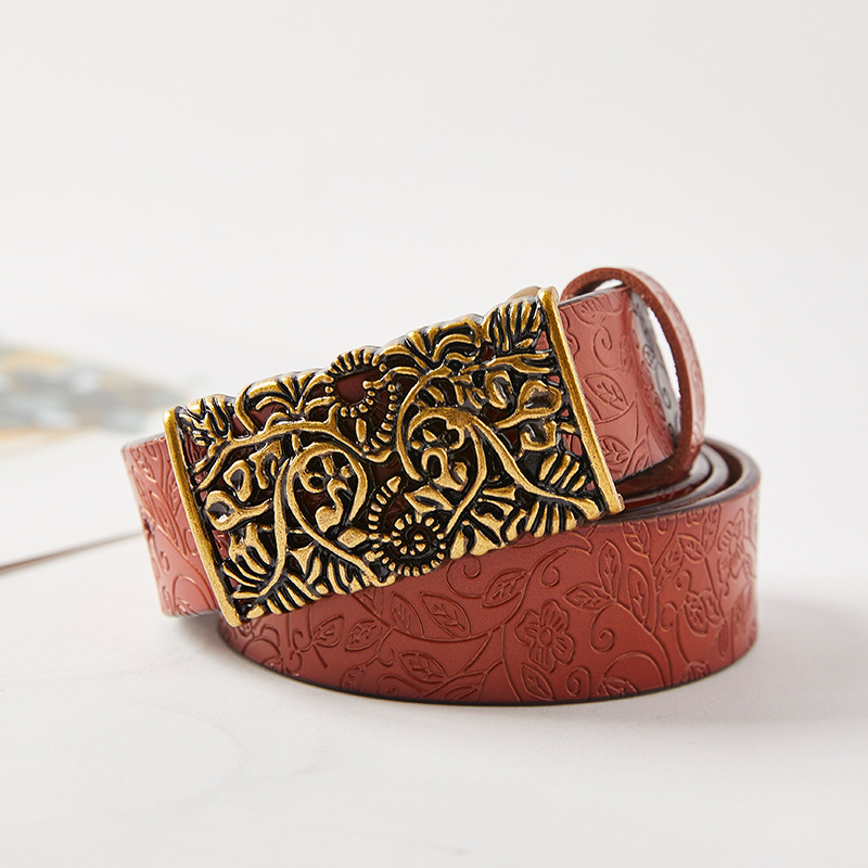 Title 4, Ceinture vintage en cuir de vachette pour femme