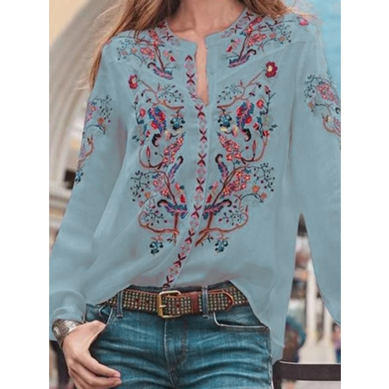 Loose Cardigan Printed Long-Sleeved Shirt Top