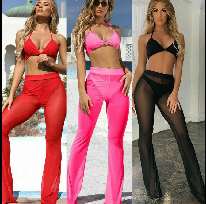 Title 3, Ladies Mesh Wide Leg Flare Casual Pants