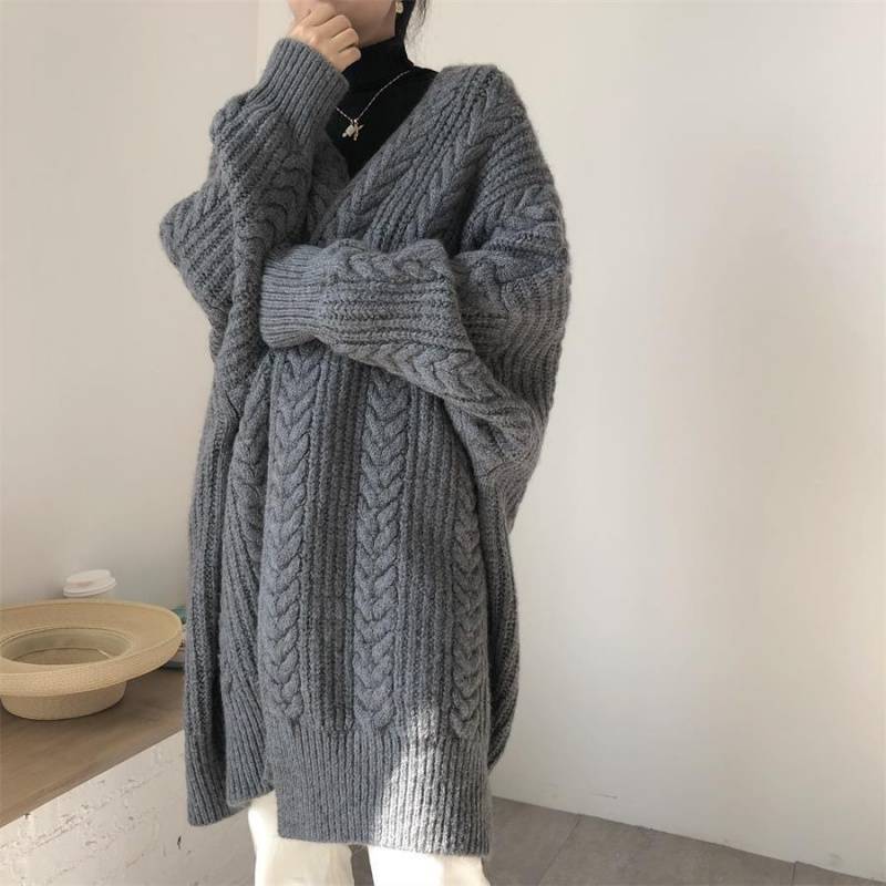 Title 5, Loose Mid-length Retro Knitted Cardigan