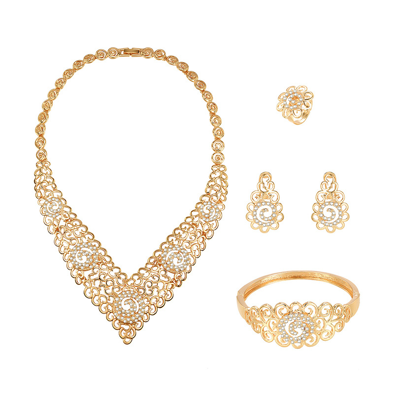 Fashion Simple Alloy First Necklace And Earrings Four-piece Set