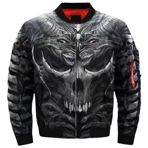 Fashion Creative Printing Men's Flight Jacket Coat