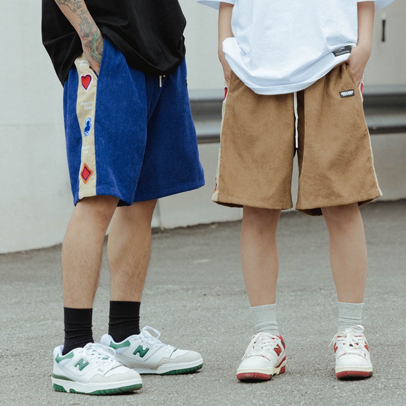 Retro Embroidered Corduroy Casual Shorts Men's Trendy Brand