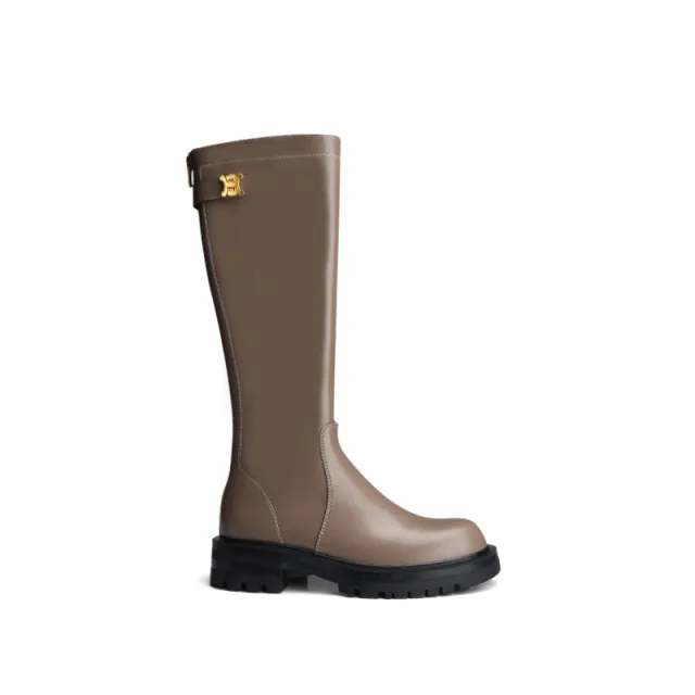 Women's Round Toe Thick soled Medium Thick Heel Long Knight Boots Grey - Shop at LoveMi