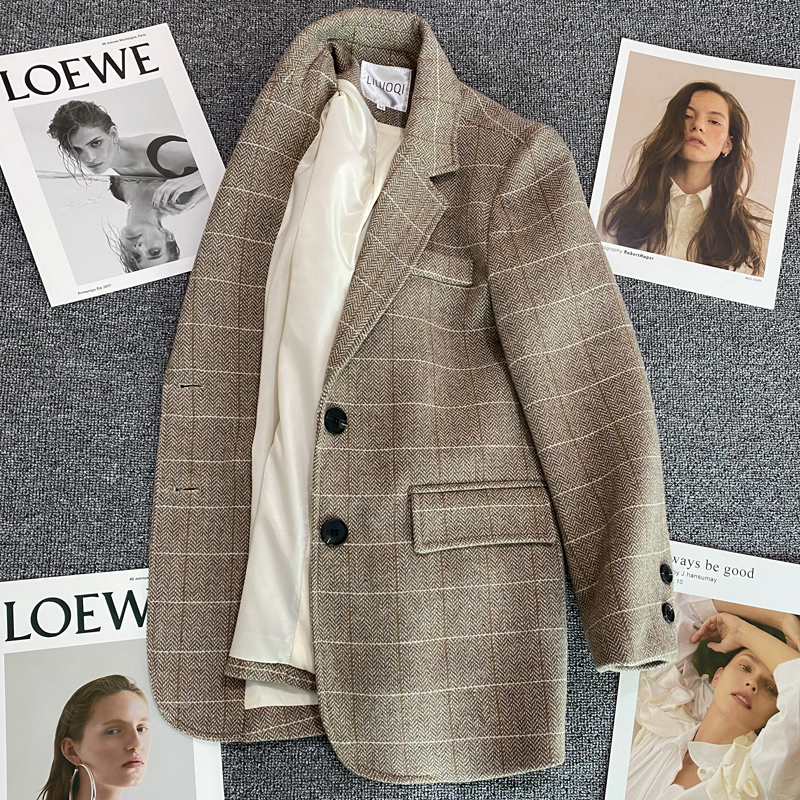 Woolen Suit Jacket Women's Word Pattern