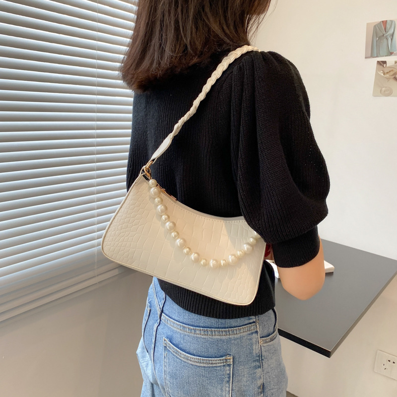French Retro Pearl Armpit Bag, French Stick Bag