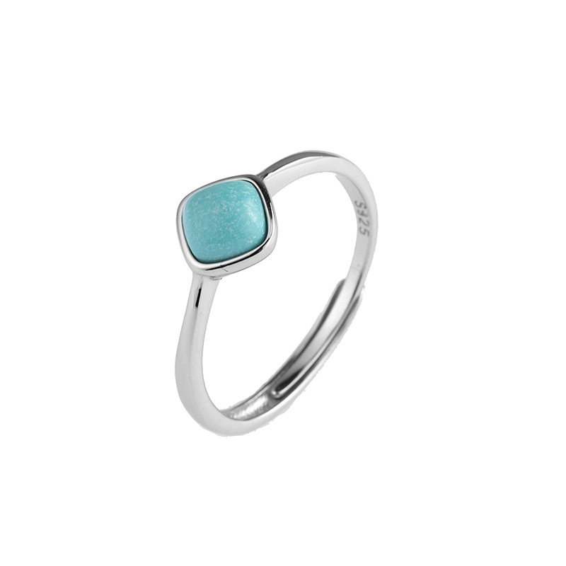 Title 4, Turquoise Square Silver Ring Female