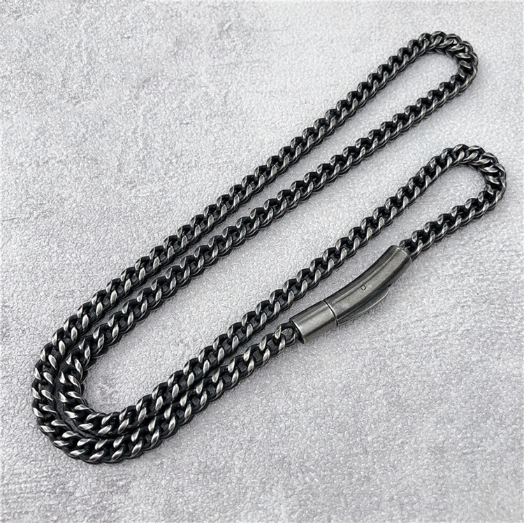 Vintage Smeared Square Keel Chain Titanium Steel Necklace