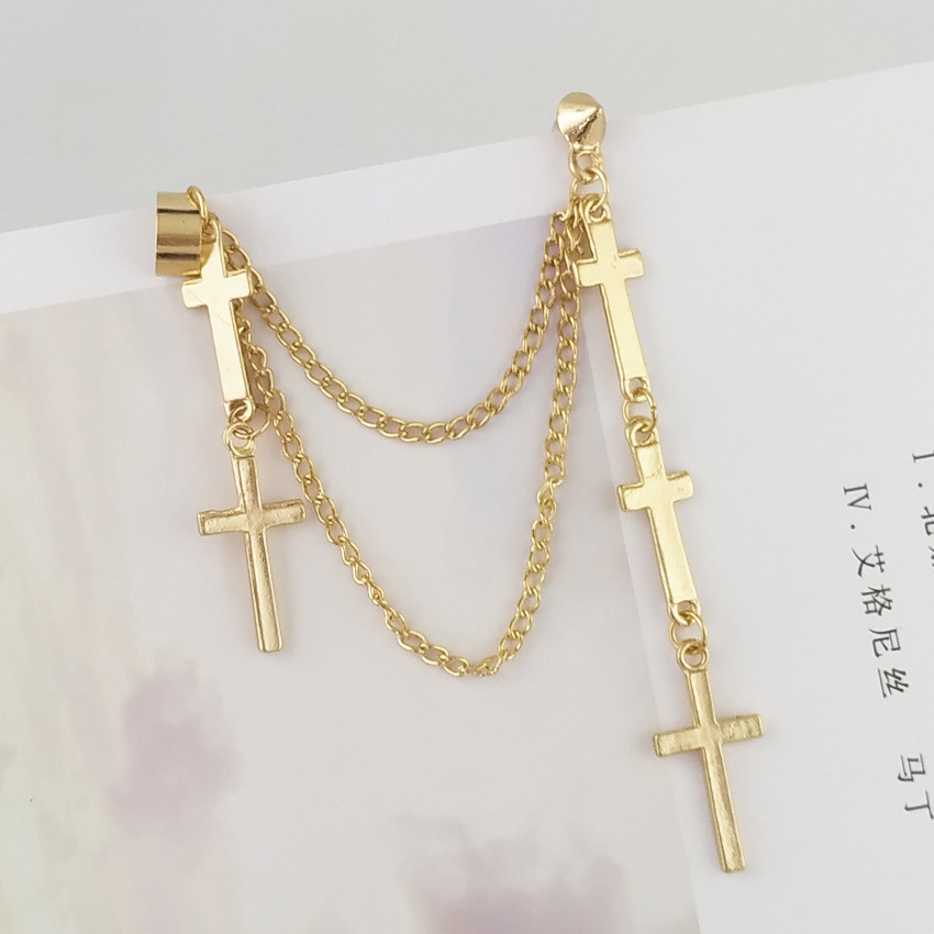 Geometric natural cross earrings alloy plating earrings B - Shop at LoveMi