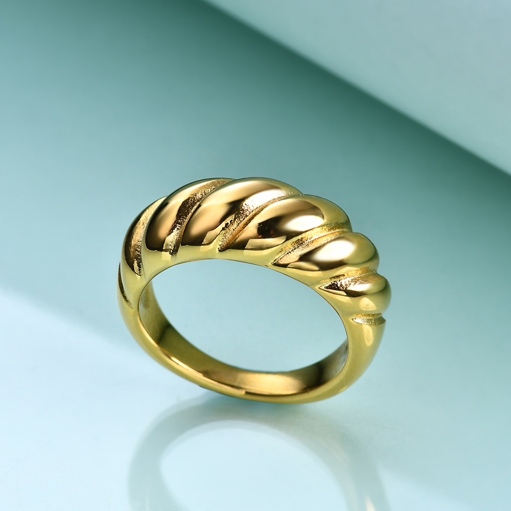 European And American New Creative Retro Simple Titanium Steel Casting Twist Personality Bread Ring — foto 4