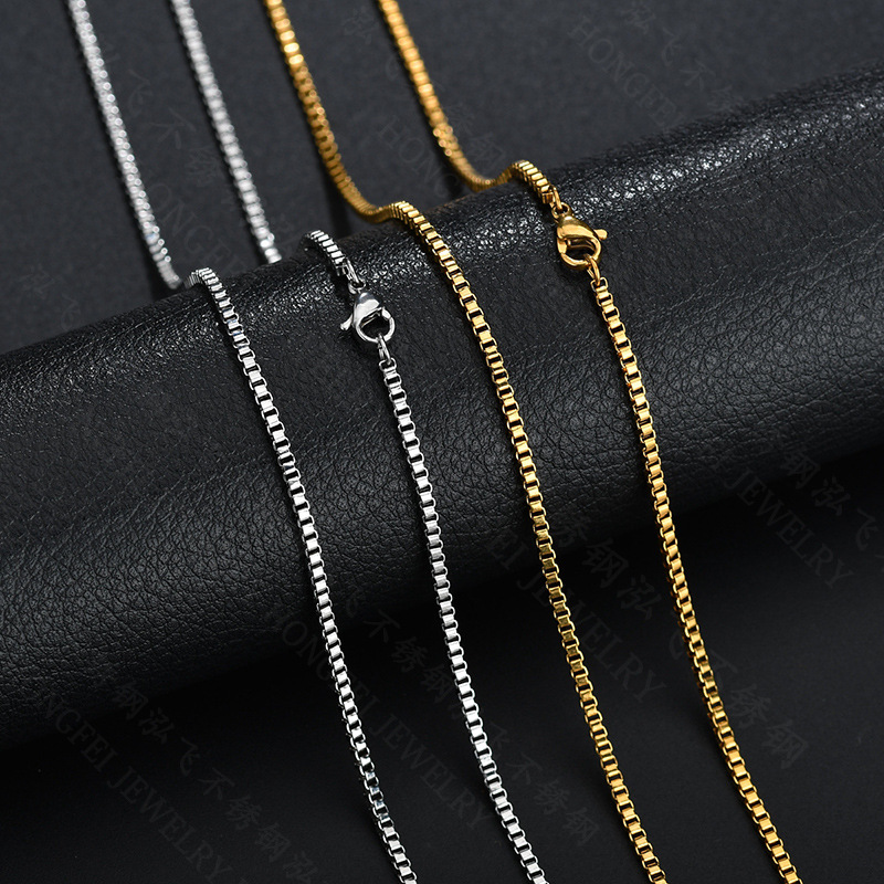 Minimalist Stainless Steel Box Chain Necklace With Lobster Clasp