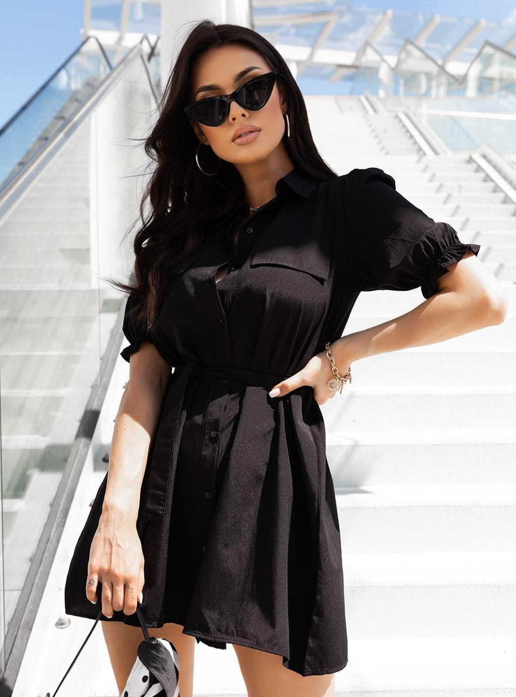 Title 2, Womens Short Sleeve Lapel Belted Shirt Dress C...