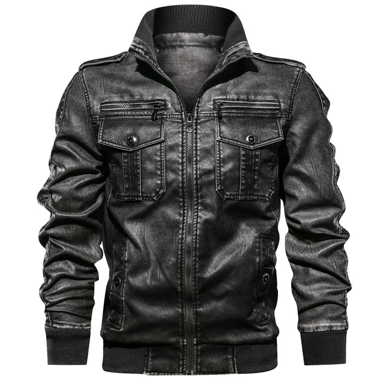 Title 3, Chaqueta de cuero pu con capucha para hombre