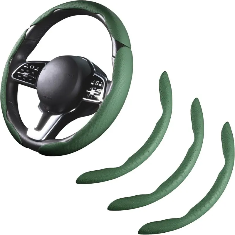 Car Steering Wheel Cover - Leather Snap-on