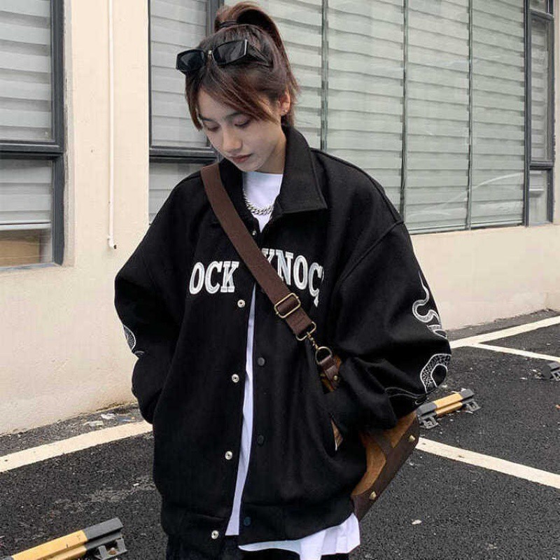 Black Print Korean Style Student All-match Blouse