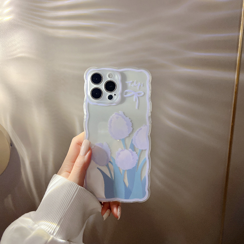 Purple Tulip Silicone Phone Case With Hanging Ring