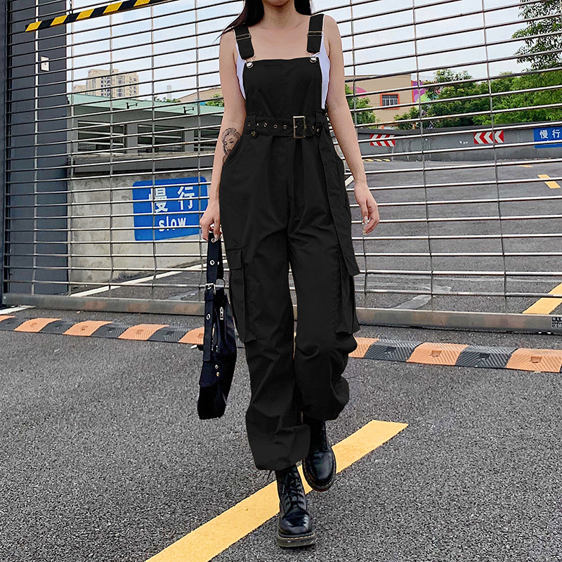Fashion High Waist Loose Slim Overalls Hip Hop Street Casual Trousers
