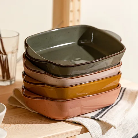Baked Rice Tray Ceramic Baking Bowl with Two Ears