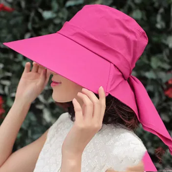Large Brim UV Protection Hat Sun Folding Cycling Beach Rose Red - Shop at LoveMi