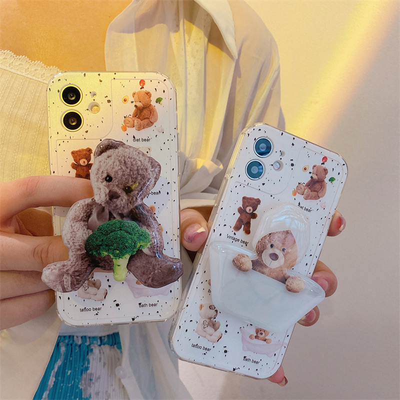 Funda celular oso camuflaje puntos soporte