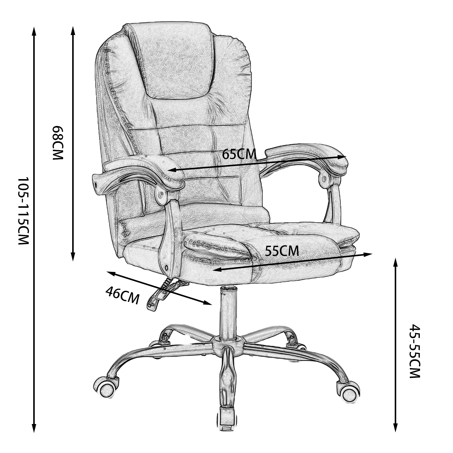 Ergonomic Executive Office Chair,Faux Leather,Adjustable Height 45-55cm — image 8