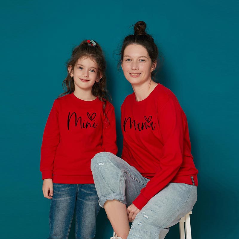 Parent-child Round Neck Pullover Sweater Simple Letter Printing Mother And Daughter