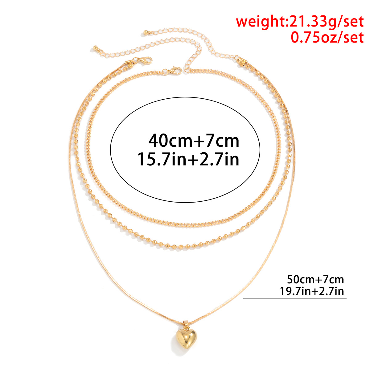 Alloy Multilayer Bead Chain Set Necklace