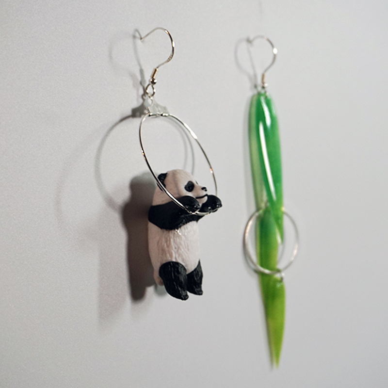 Title 3, Panda Bamboo Earrings Stay Cute Animal Playful