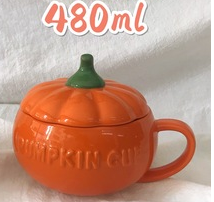 Lovely ceramic pumpkin cup with lid