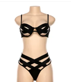Women's Camisole Cropped Vest Briefs - Black - View 1