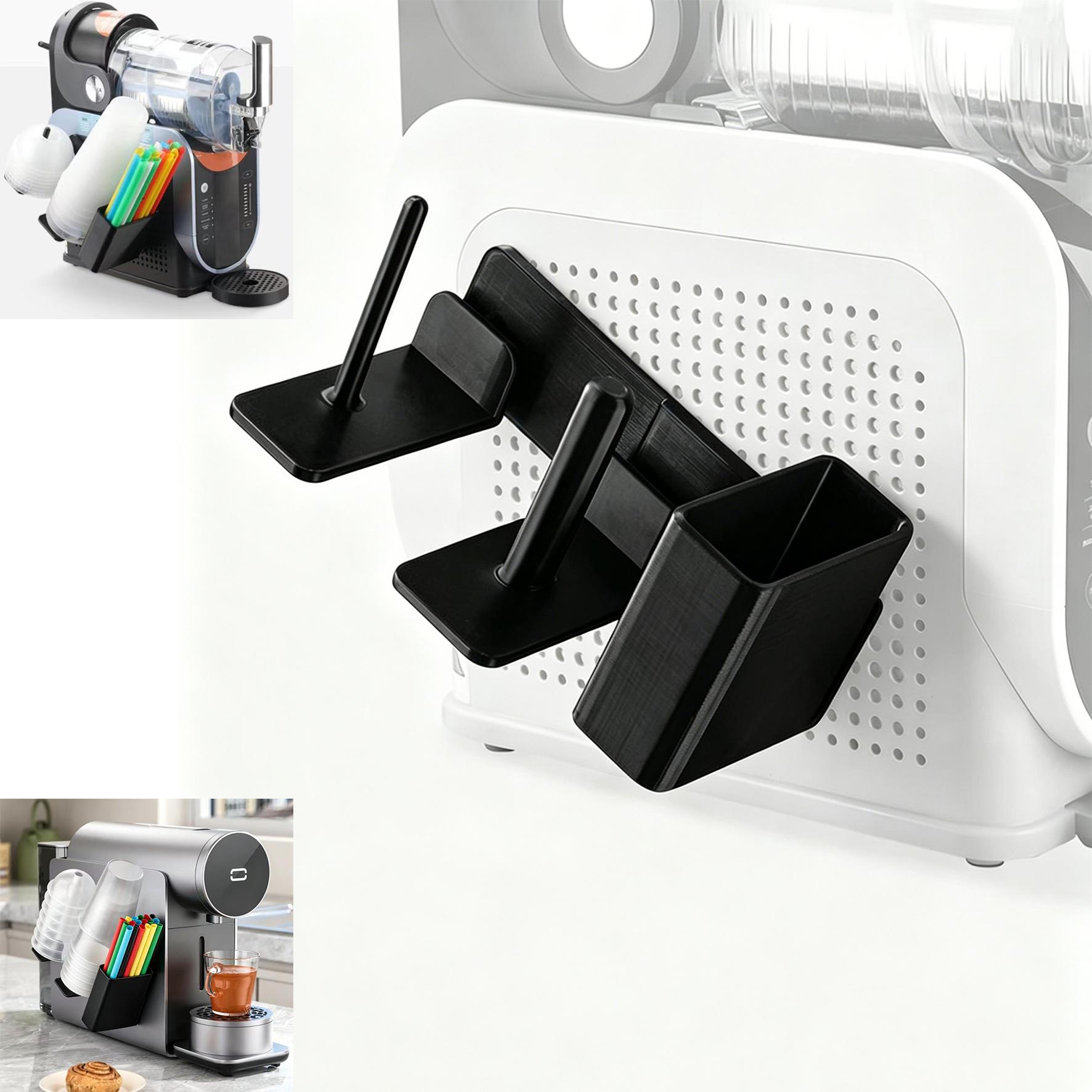 Slushie Machine Cup Organizer - 3-in-1 Side-Mounted Cup Organizer For Ninja Slushie Machine FS299 FS300 FS301 Side-Mounted Holder For Cups Lids & Straws Storage Cup Holder Ninja Slushy Accessones