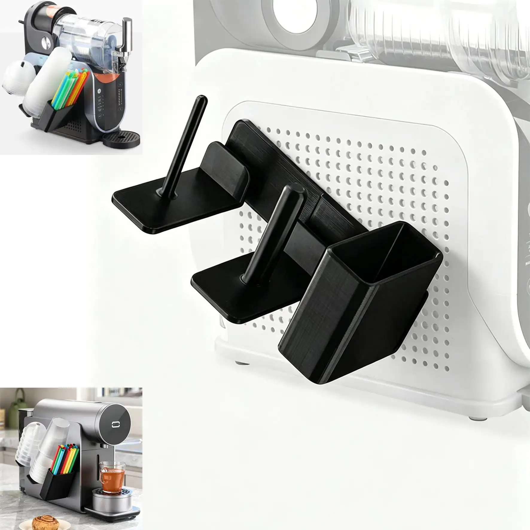Slushie Machine Cup Organizer - 3-in-1 Side-Mounted