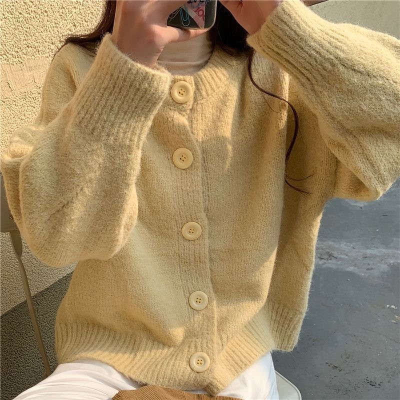 Loose Korean Ins Lazy Style Japanese Vintage Knitted Cardigan Jacket