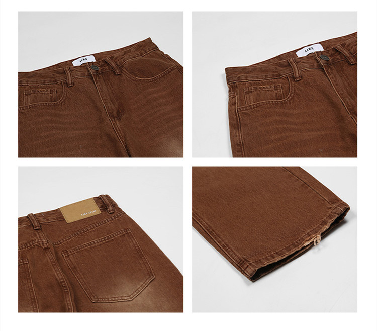 Women's Autumn And Winter Retro Brown Loose Casual Jeans