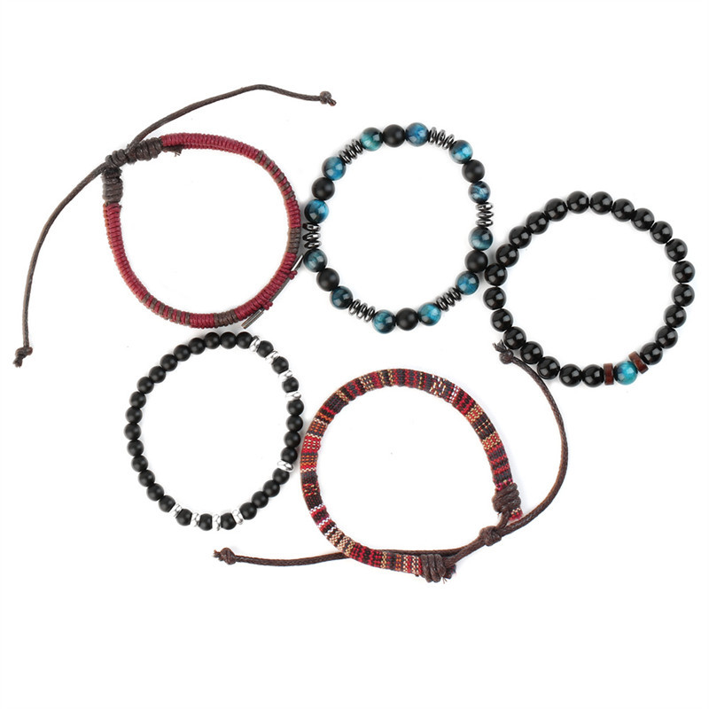 Title 2, Pulsera multicapa con cuentas de piedra tejida