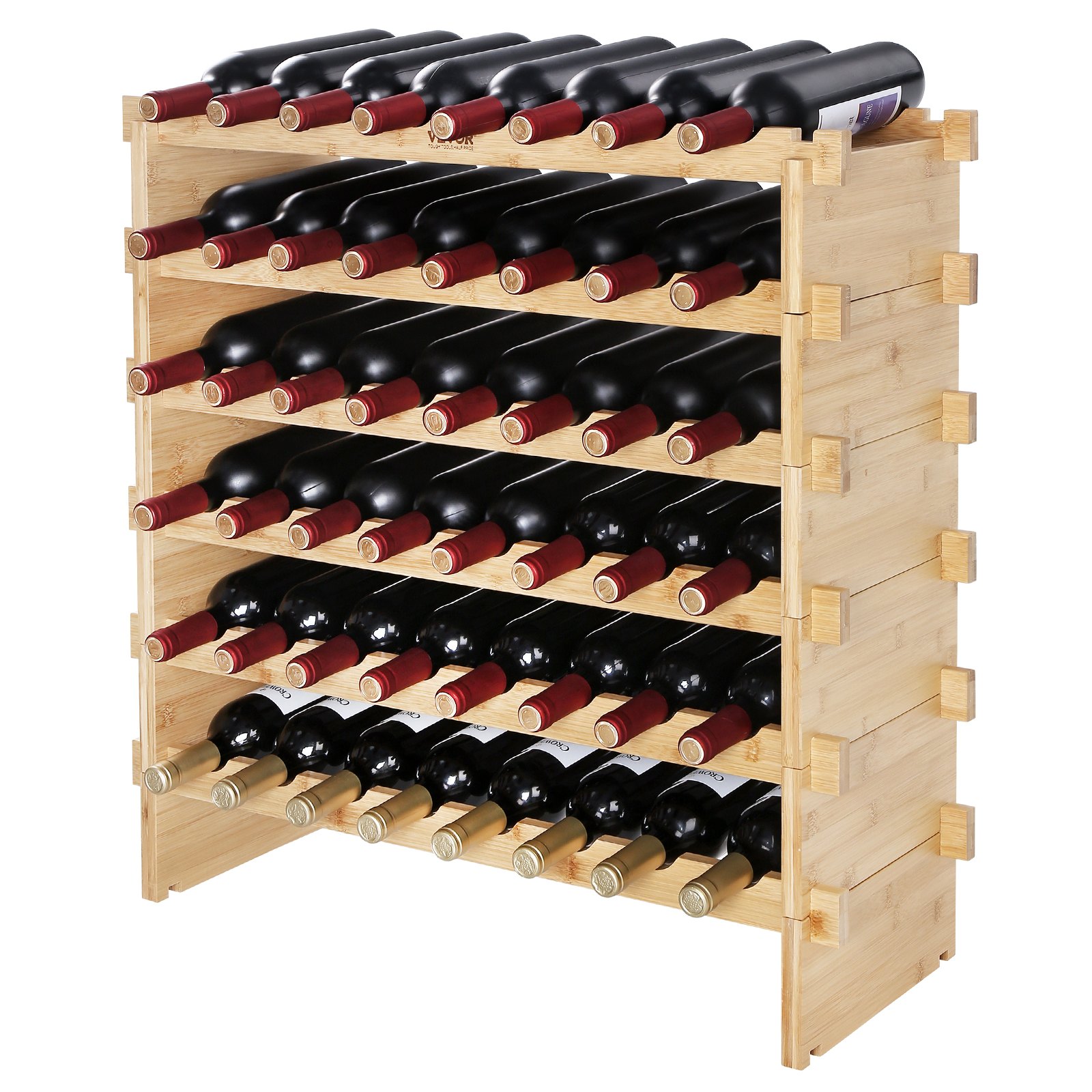 VEVOR 48 Bottle Stackable Modular Wine Rack Bamboo Wood Display Shelf 6-Tier image 6