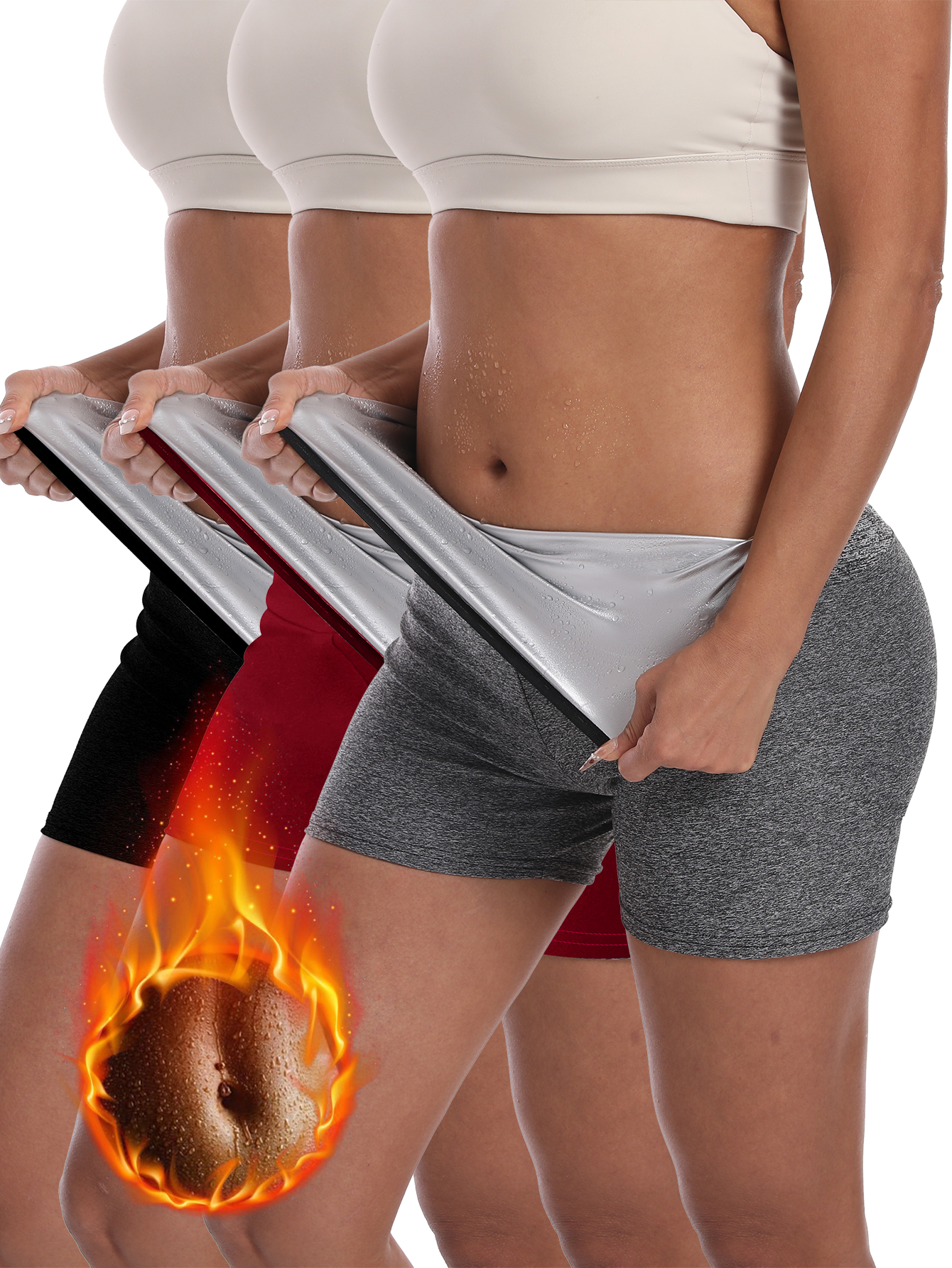 Sauna Sweat Shorts Pants Compression Workout Gym Exercise Waist Trainer Body Shaper Thighs Tummy Control 3