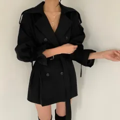 Women's Windbreaker Ins Loose Windbreaker Jacket Women - Black - View 1