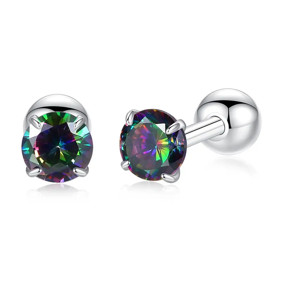European And American Simple S925 Sterling Silver Crystal Stud Earrings