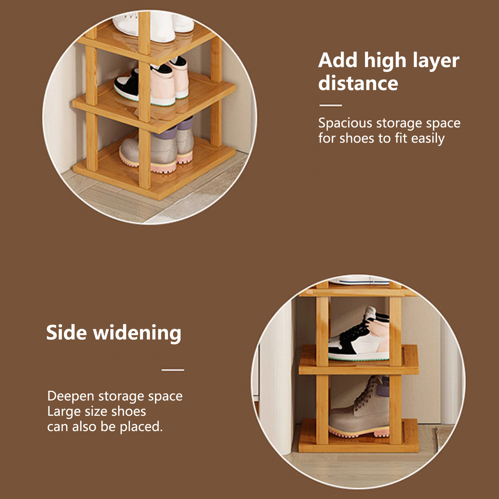 6-Tier Bamboo Shoe Rack - Vertical Space Saving Organizer Corner Shelf UK — image 9