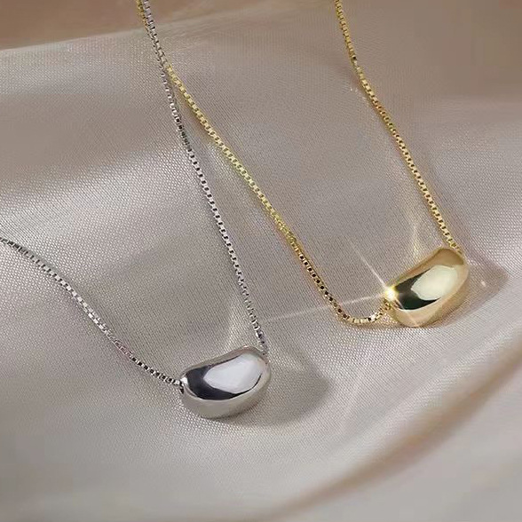S925 Sterling Silver Acacia Bean Necklace For Women, Minimalist Ins Style Clavicle Chain, Luxury Unique Design Jewelry