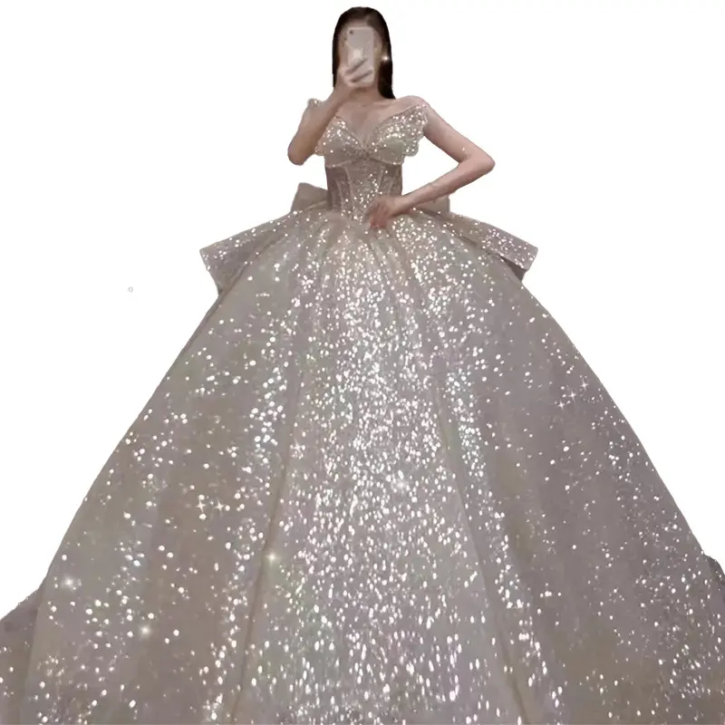 One-shoulder High-quality Long Trailing Heavy Industry Retro