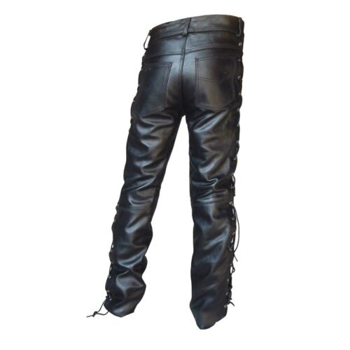 Solid Color PU Strap Casual Leather Pants