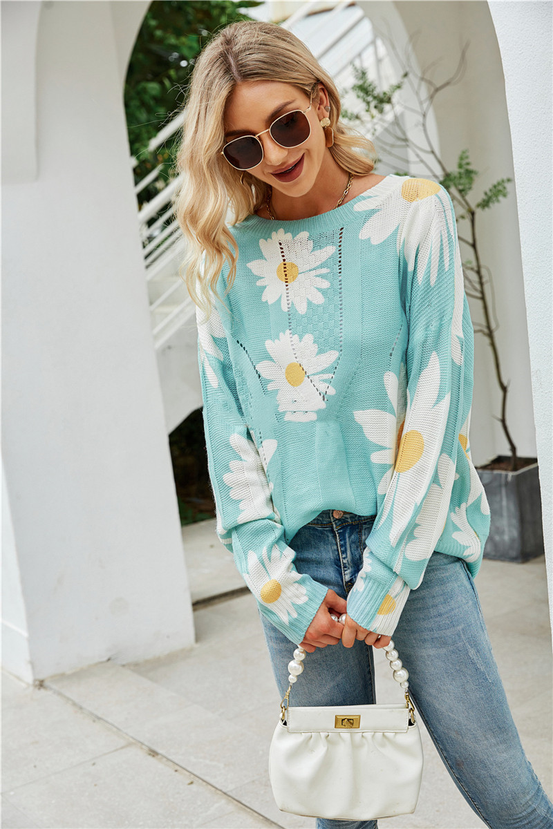 Loose Flower Personalized Pullover Sweater Slimming Sweater