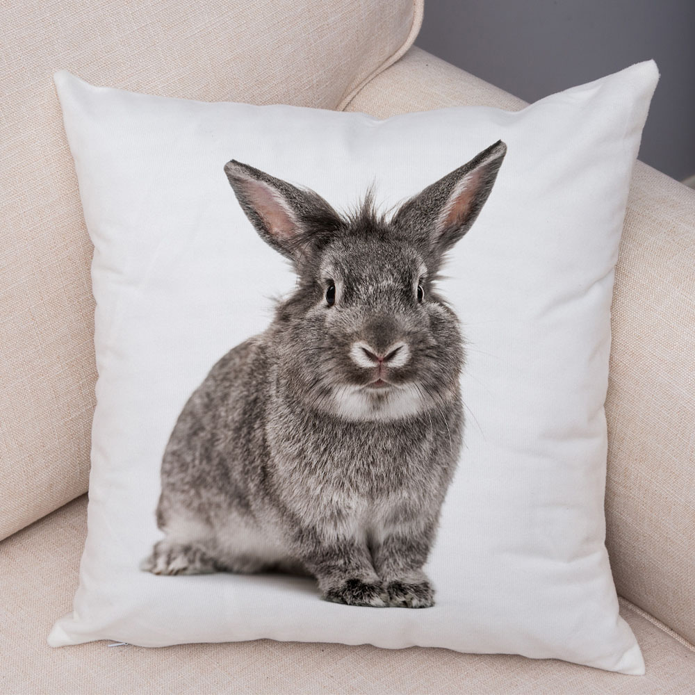 Rabbit Pattern Linen Cushion Cover (A-45x45cm)