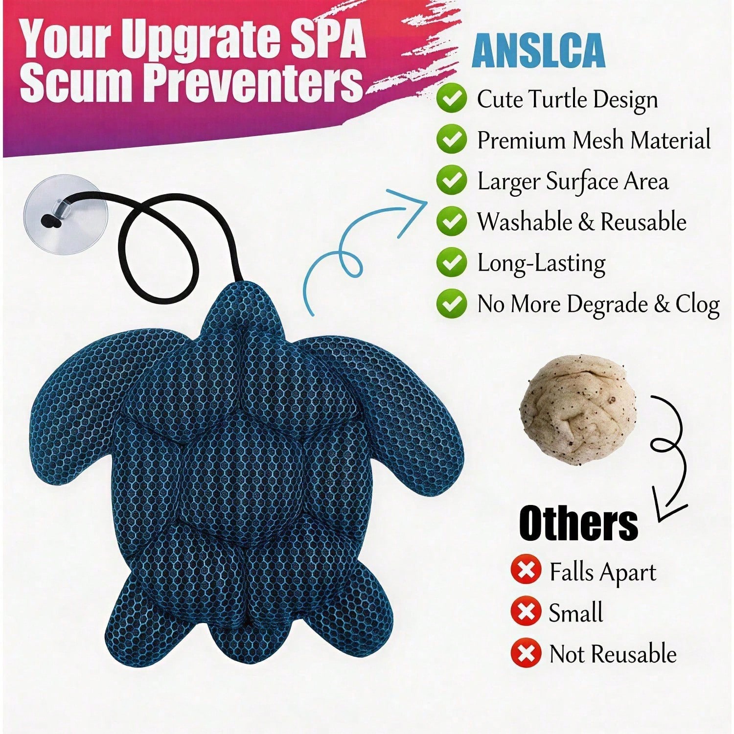 Stingray Turtle Design Floating Scum Cleaner, 3D Honeycomb Mesh Washable Reusable Sponge For Hot Tub Spa Pool Bathtub, Effectively Absorbs Oils Scum, Maintains Water Clarity And Extends Filter Life